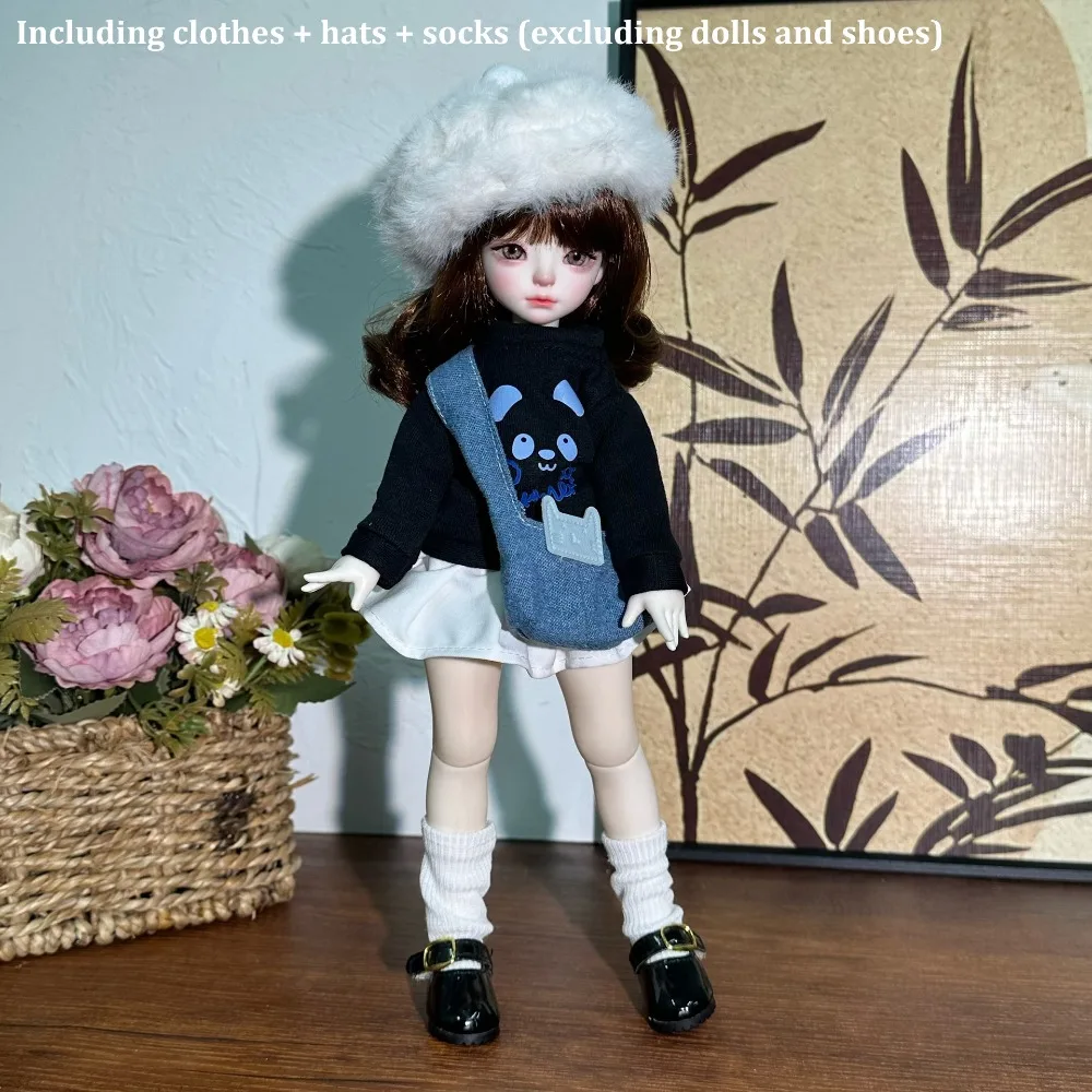Conjunto de invierno para muñeca BJD con jersey, abrigo y vestido - imagen 2