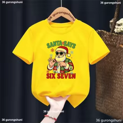 Camiseta de Navidad con estampado de Papá Noel para niños