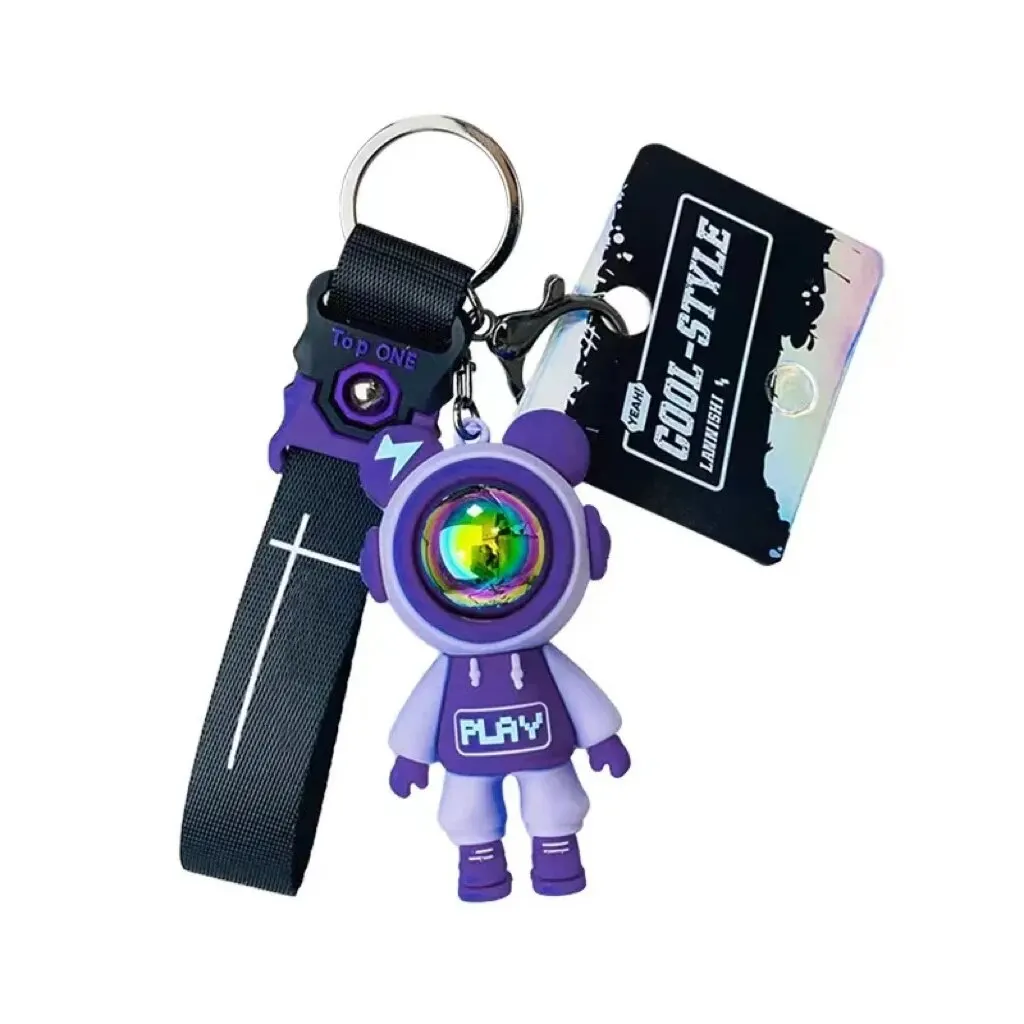 Llavero oso púrpura animado, colgante para llaves de coche infantil - imagen 2