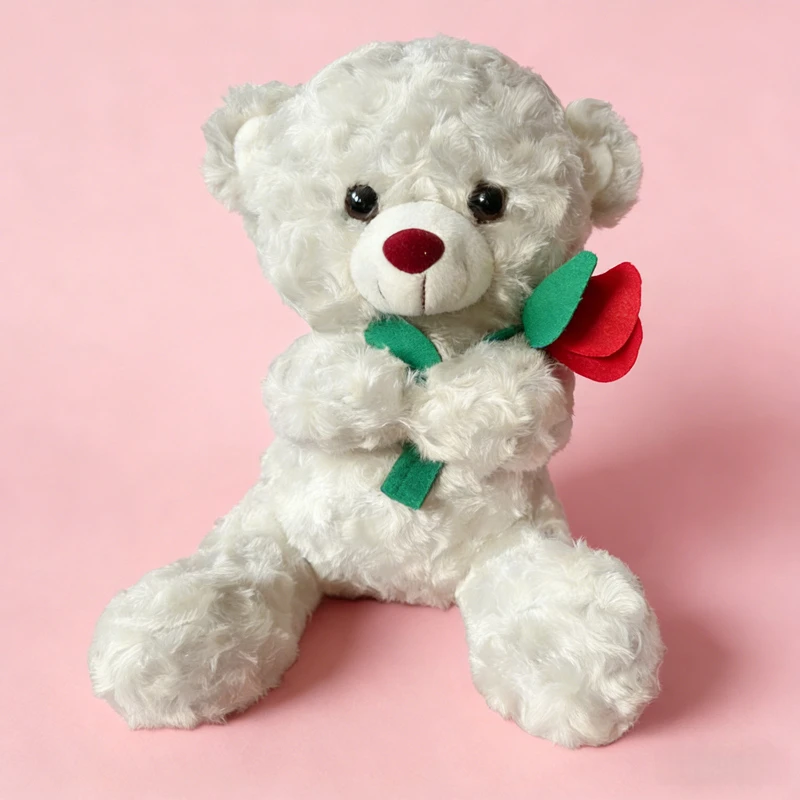 Oso de peluche tierno con rosas, suave y romántico - imagen 4