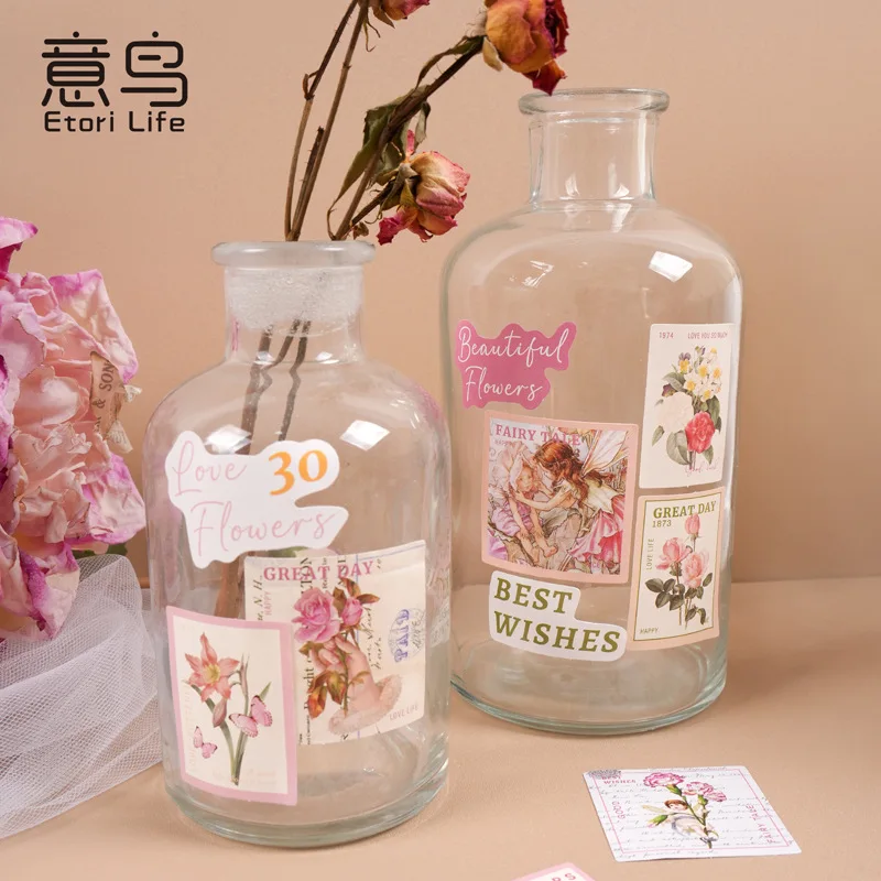 Pegatinas florales autoadhesivas decorativas para álbumes y diarios - imagen 3