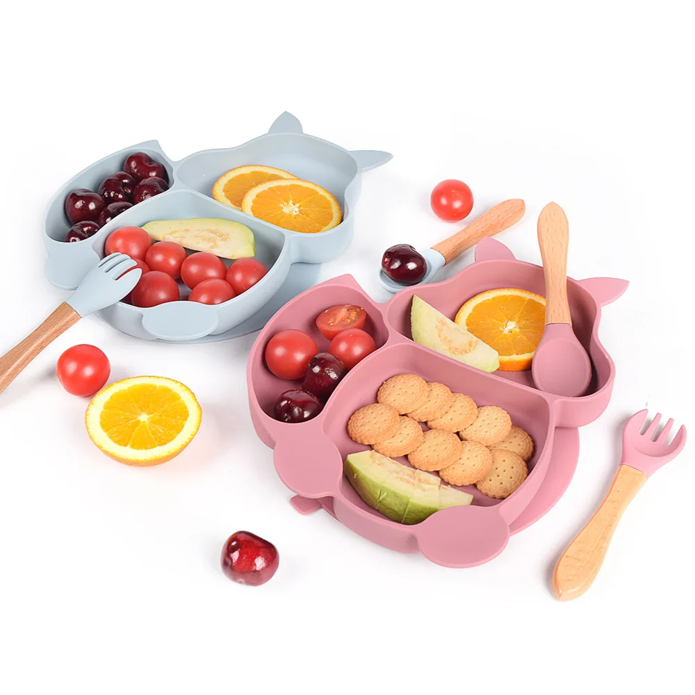Set de alimentación para bebé: babero de silicona, plato con ventosa y cubiertos - imagen 2