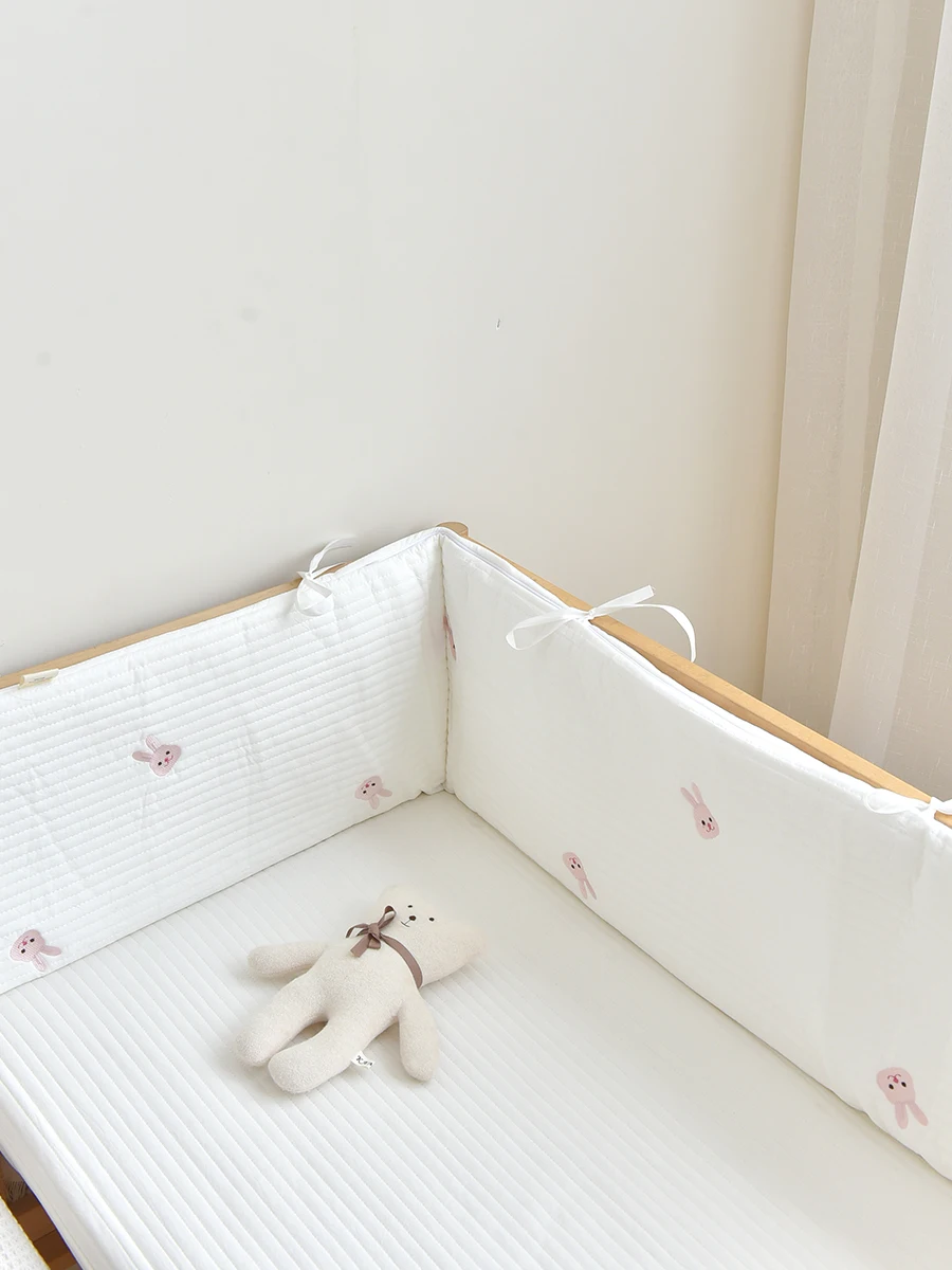 Parachoques de cuna para bebé acolchado con bordados de animales - imagen 4
