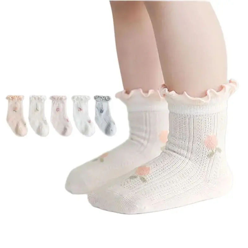 Calcetines verano con flores para niña - Suaves y ligeros