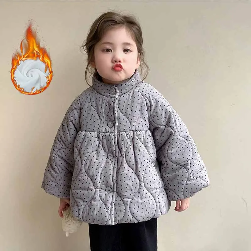 Abrigo acolchado de invierno para niños con parka floral cálida - imagen 2