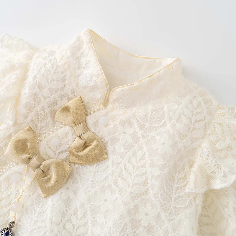 Conjunto recién née para niña – Pelele con sombrero y lazo de encaje - imagen 3