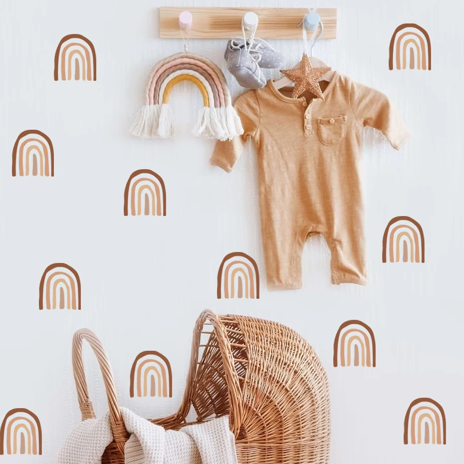 Vinilos infantiles removibles arcoíris y sol estilo bohemio