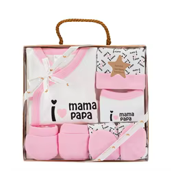 Topitos I Love Set primera puesta bebé algodón orgánico 0-6 meses