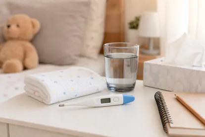 Termometro digital y cuidados en casa para controlar la fiebre infantil
